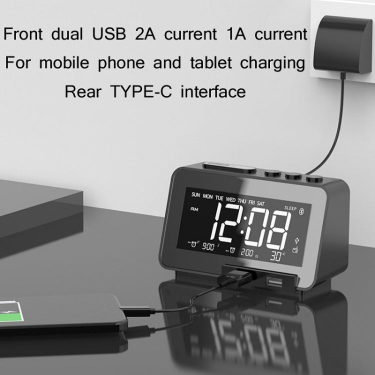 K5 Wireless Bluetooth Speaker Desktop Alarm Clock Radio, Specification: US Plug(Black)
