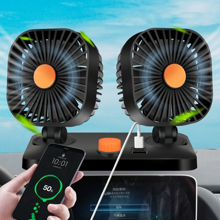 Mini USB 12 / 24V Car Electric Fan Double Head Fan - Heating & Fans by PMC TechLife | Online Shopping South Africa | PMC TechLife | Buy Now Pay Later Mobicred