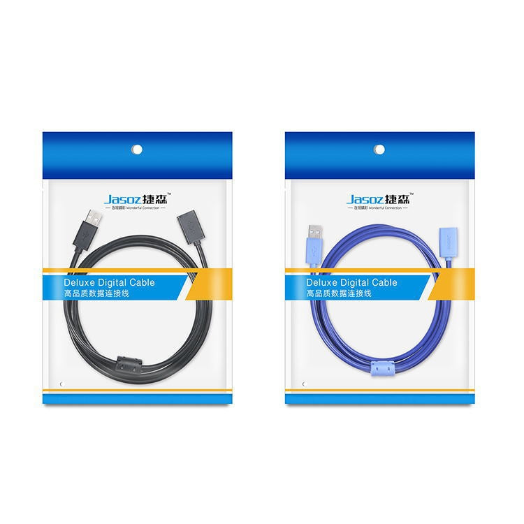Jasoz USB Male to Female Oxygen-Free Copper Core Extension Data Cable, Colour: Black 10m