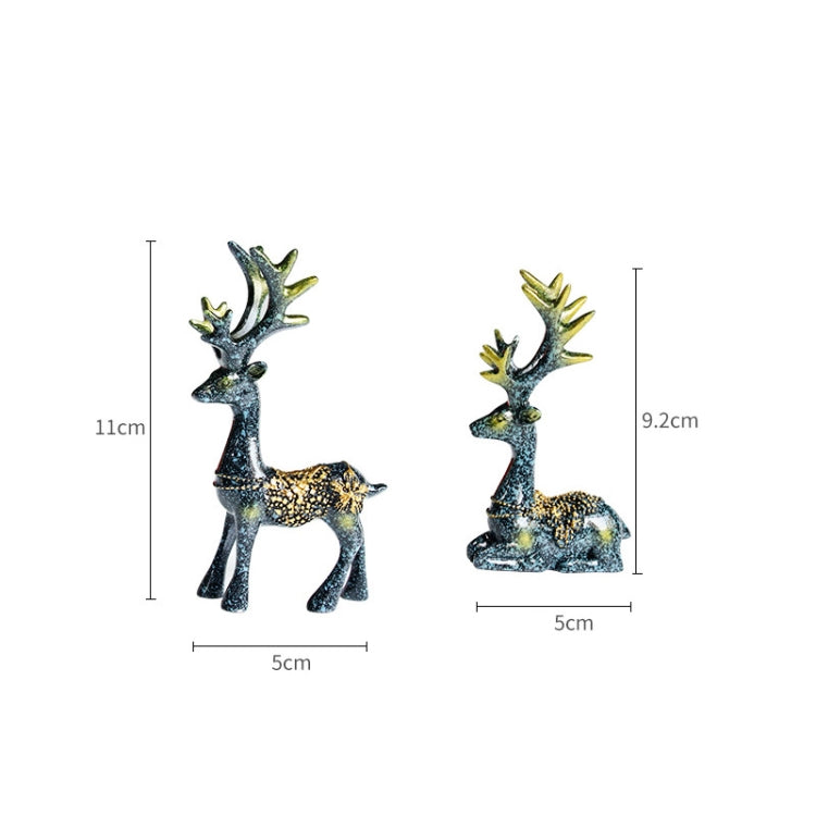 2 Pairs R-8820 Car Ornaments Car Home Safe Deer Decorations(Bronze Blue)