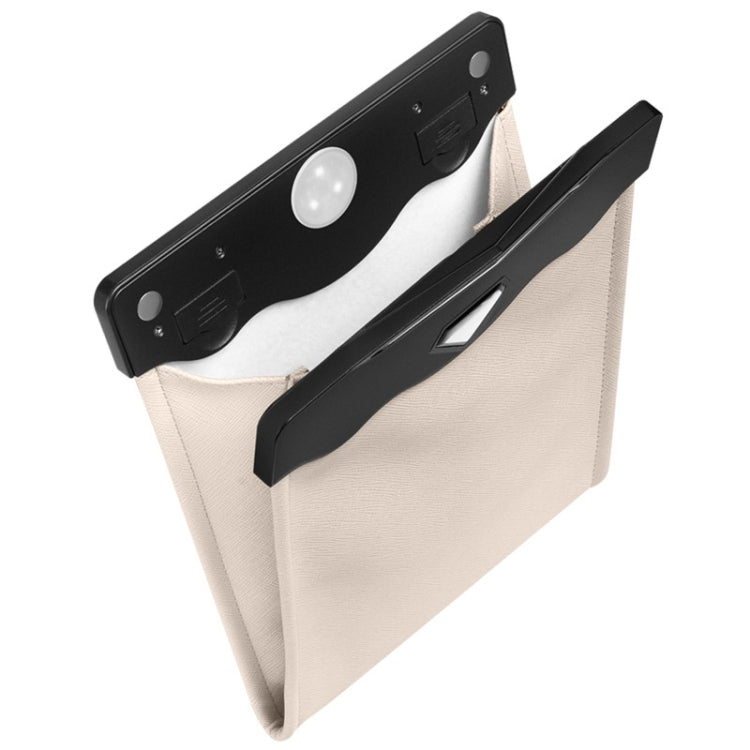 Car Trash Can Storage Bag Hanging Paste With LED Light Garbage Bag(Small (Beige)))