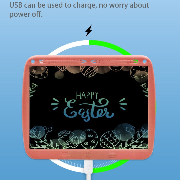 15inch Charging Tablet Doodle Message Double Writing Board LCD Children Drawing Board, Specification: Colorful Lines (Pink)