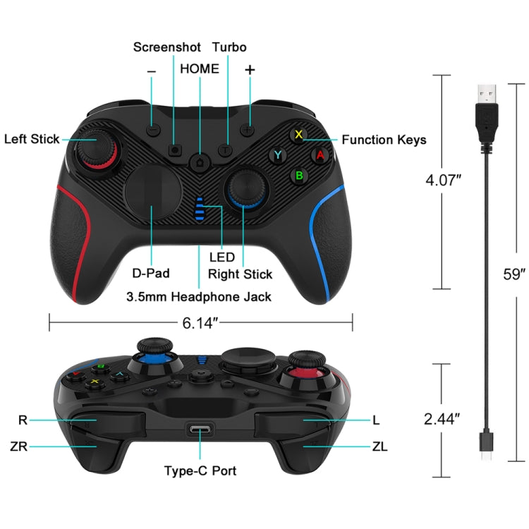 Wireless Gamepad With Wake-Up For Nintendo Switch/Android/IOS/PC, Style: S818 Green Black - Gamepads by PMC Jewellery | Online Shopping South Africa | PMC Jewellery | Buy Now Pay Later Mobicred