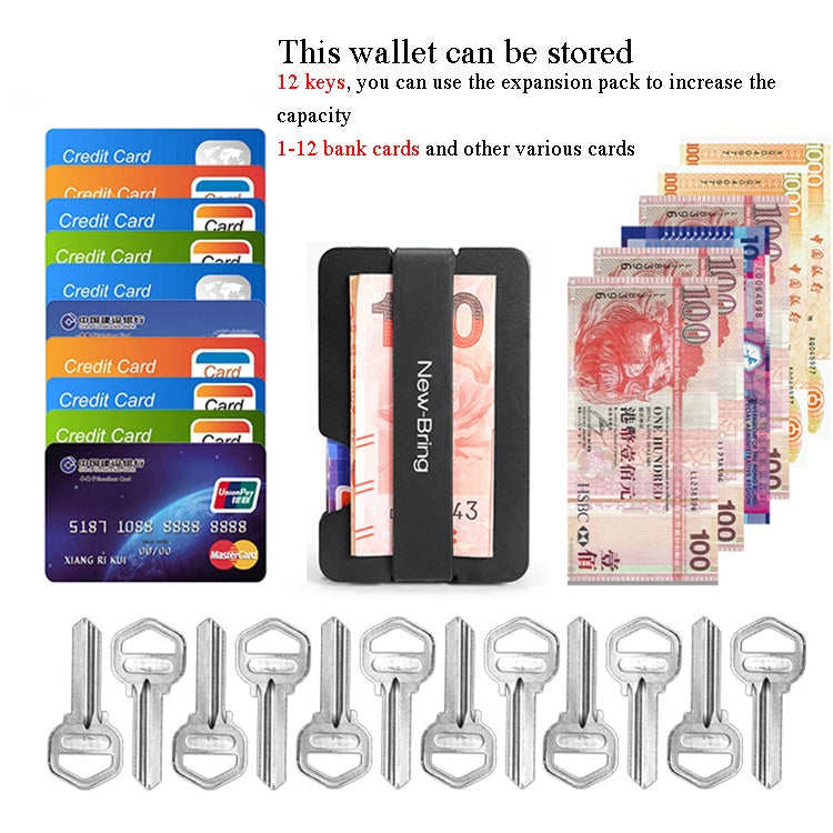 New-Bring Metal Card Holder Multifunctional EDC Wallet Can Store Keys & U Disk(Black) - free shipping - PMC Jewellery - Order now!
