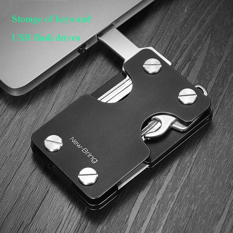 New-Bring Metal Card Holder Multifunctional EDC Wallet Can Store Keys & U Disk(Black) - free shipping - PMC Jewellery - Order now!