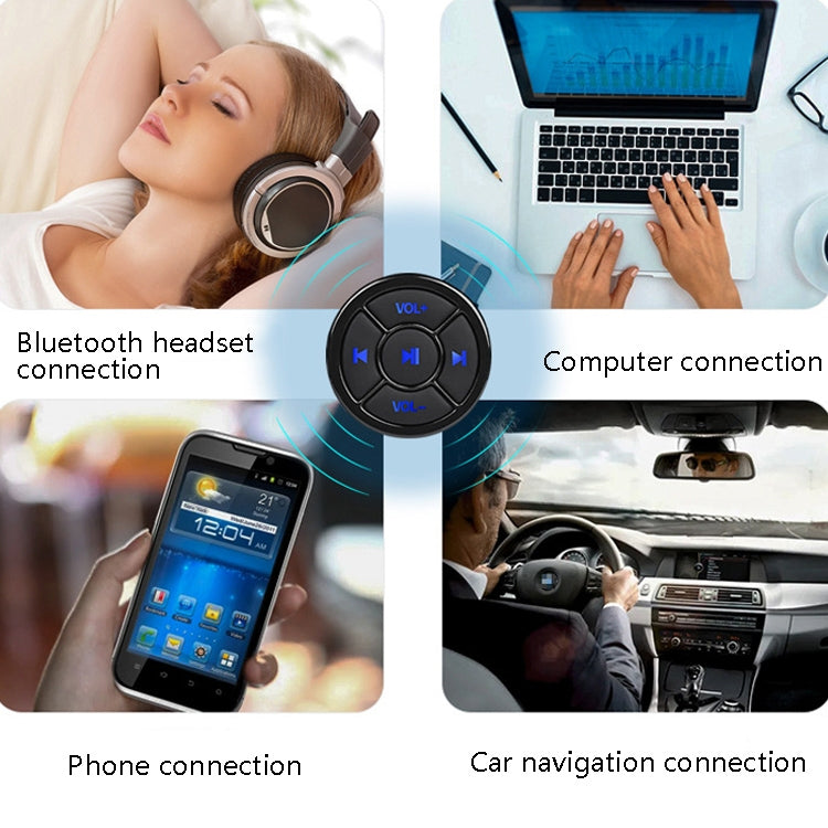 Car Mobile Phone Remote Control Bluetooth Wireless Multimedia Button Remote Control Music Playback Selfie, Colour: Silver With Buckle - free shipping - PMC TechLife - Order now!