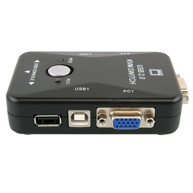 HW1701 2 into 1 out KVM Switcher 2 Port Manual VGA Switch USB With Keyboard Mouse Switching(Black)