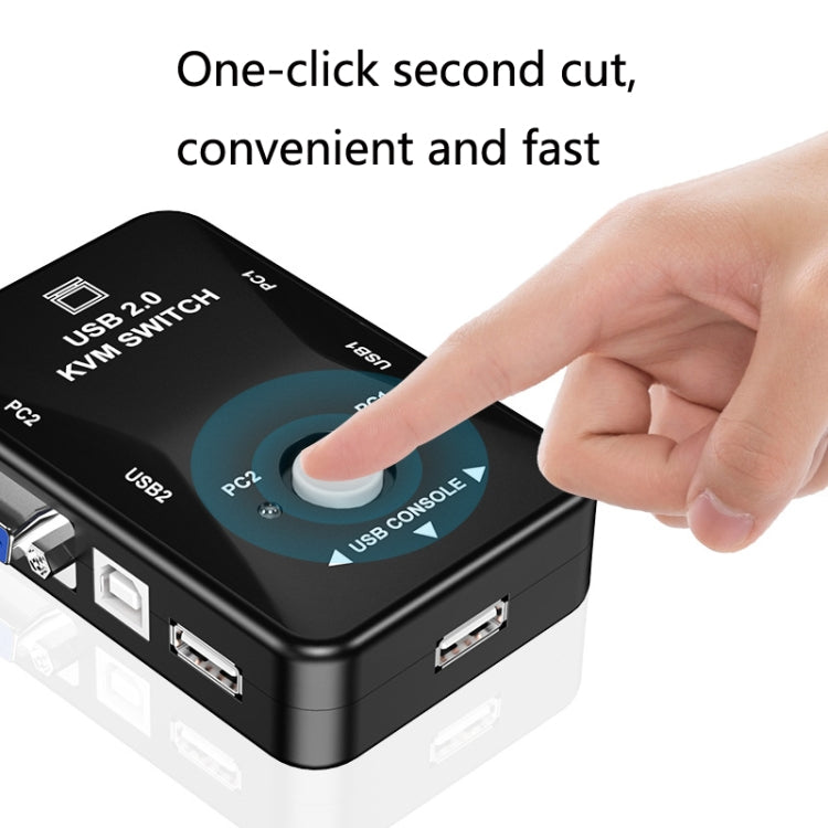 HW1701 2 into 1 out KVM Switcher 2 Port Manual VGA Switch USB With Keyboard Mouse Switching(Black)
