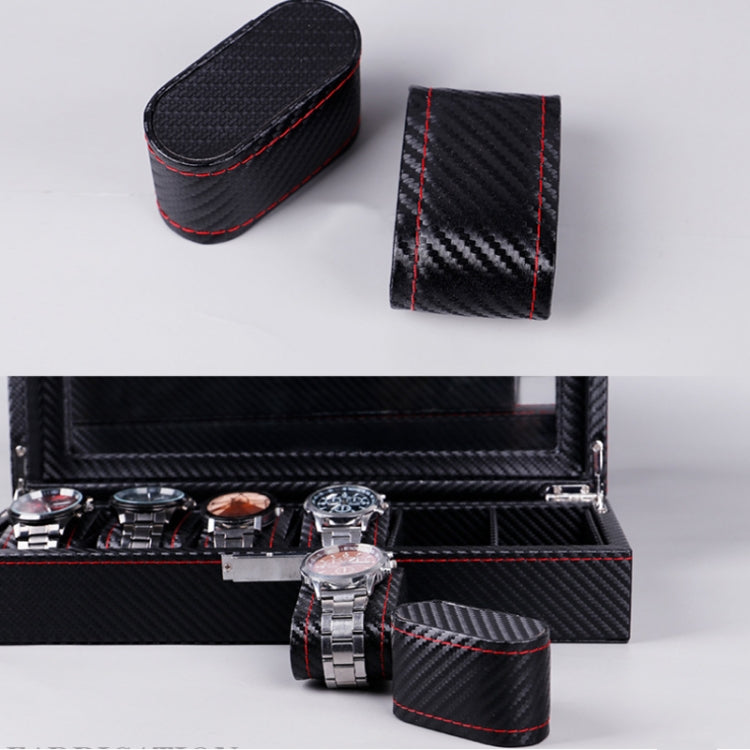 Carbon Fiber PU Leather Watch Box Jewelry Storage Box Packaging Box, Style: Double-layer
