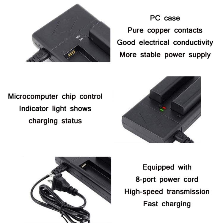 Jinnet 2 PCS Smart Dual Charge Handheld Gimbal Camera Battery Charger For DJI/Osmo(EU Plug) - free shipping - PMC Jewellery - Order now!