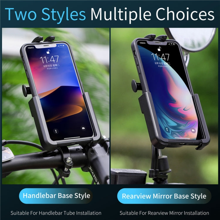 WEST BIKING Bike Mobile Phone Holder Aluminum 360 Rotatable Electric Bike Scooter Motorcycle Phone Stand,Style: Rearview Mirror Style