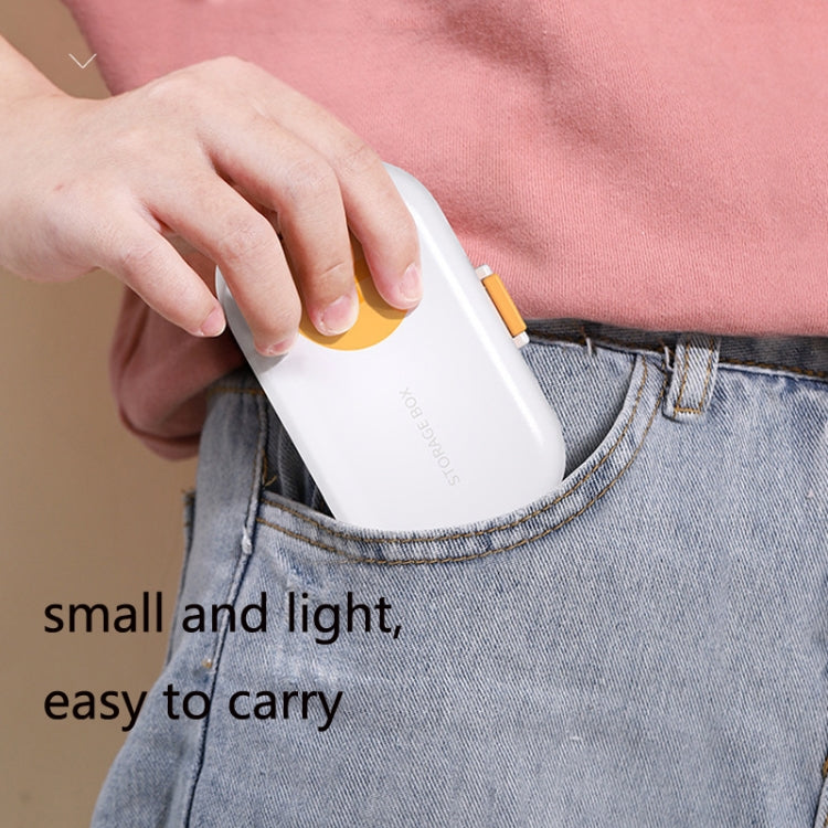 HW073 Portable Cut Medicine Large-capacity Pill Box Compartment Sealed Small Pill Box(White Yellow) - free shipping - PMC TechLife - Order now!