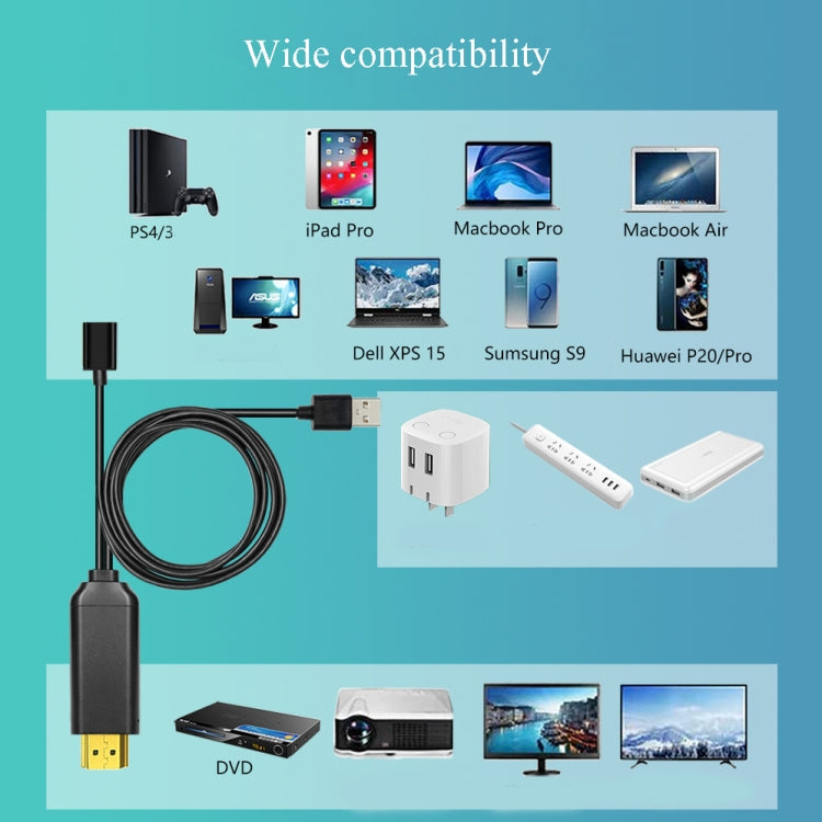 L3B Type-C USB To HDMI-Compatible Audio Transfer Three-In-One HD Cable TV Screen Connector(Black)