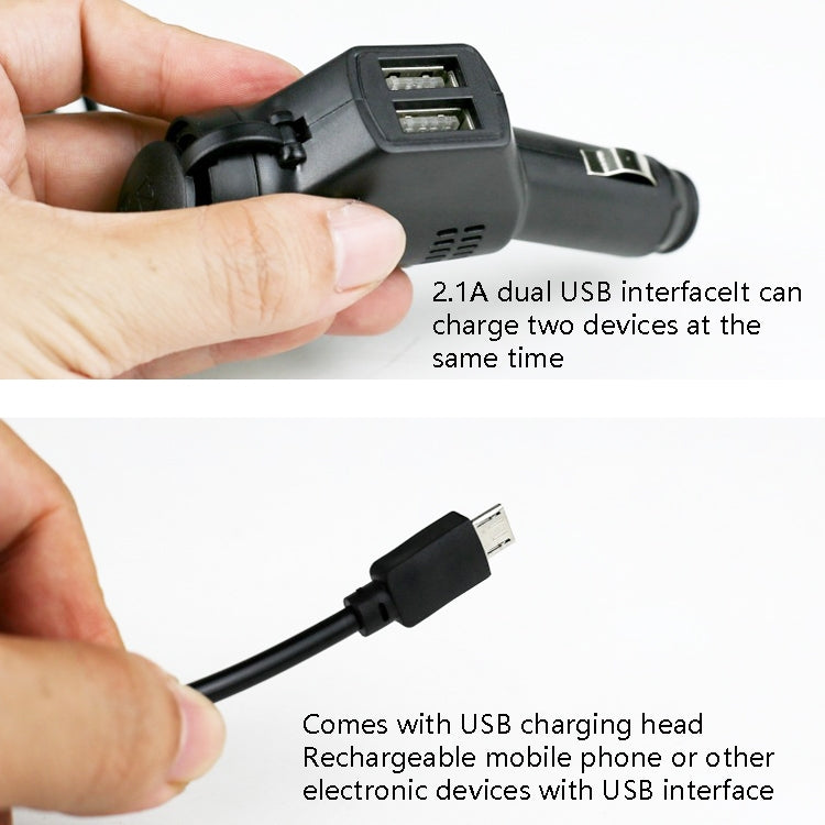 2 PCS Car 3 In 1 Charger With Cigarette Lighter Dual USB Interface With USB Mobile Phone Charging Cable(Black) - free shipping - PMC Jewellery - Order now!