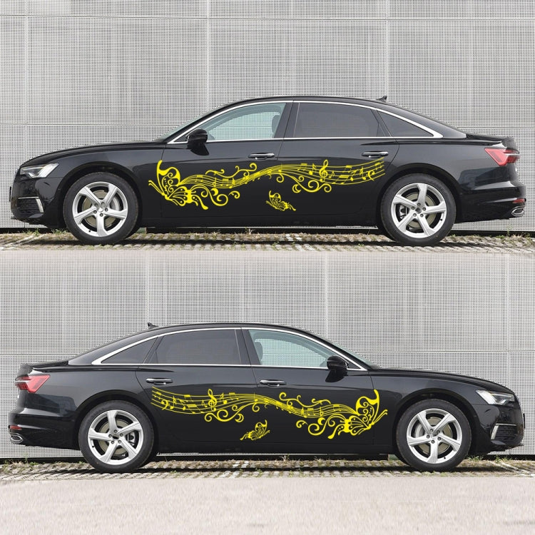 D-347 Butterfly Note Car Sticker Sheet Music Waist Line Body Sticker(Yellow) - Decorative Sticker by PMC TechLife | Online Shopping South Africa | PMC TechLife | Buy Now Pay Later Mobicred