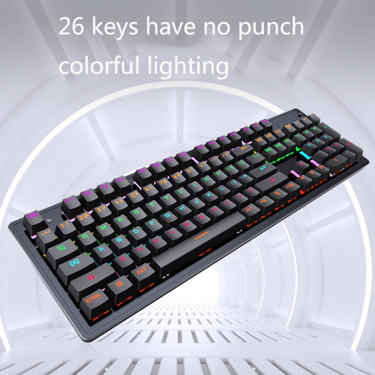LEAVEN K880 104 Keys Gaming Green Axis Office Computer Wired Mechanical Keyboard, Cabel Length:1.6m(Black)