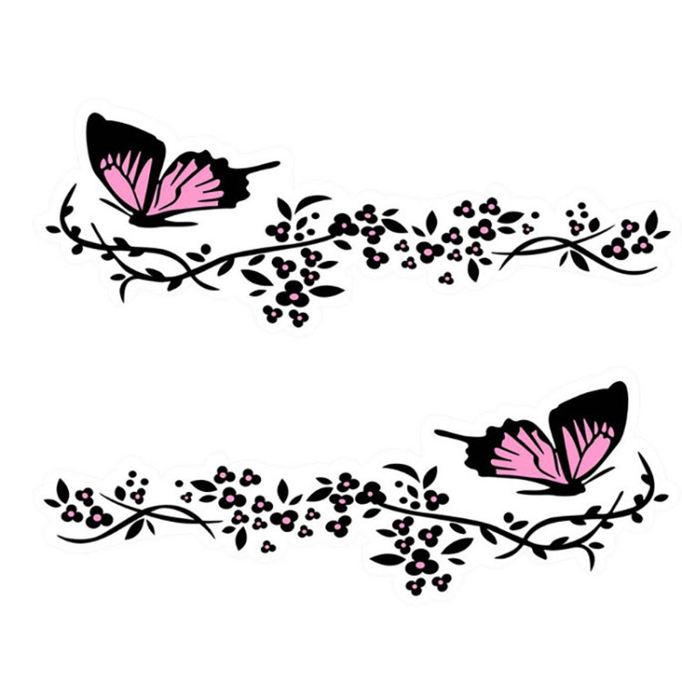 2 Pairs R729 Butterfly Flower Car Sticker Butterfly Love Flower Personality Engine Cover Body Decorative Sticker(Pink)