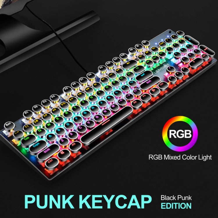 104 Keys Green Shaft RGB Luminous Keyboard Computer Game USB Wired Metal Mechanical Keyboard, Cabel Length:1.5m, Style: Double Imposition Version (Blue White)