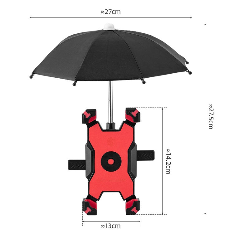 CYCLINGBOX Bicycle Mobile Phone Bracket With Parasol Rider Mobile Phone Frame, Style: Rearview Mirror Installation (Black) - free shipping - PMC Jewellery - Order now!