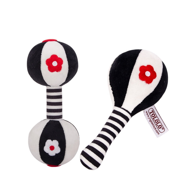 TOLOLO 1 Pair Baby Vision Training Early Educational Toy Newborn Chasing Black And White Sand Hammer Dumbbell Baby Rattle( T168263-2)