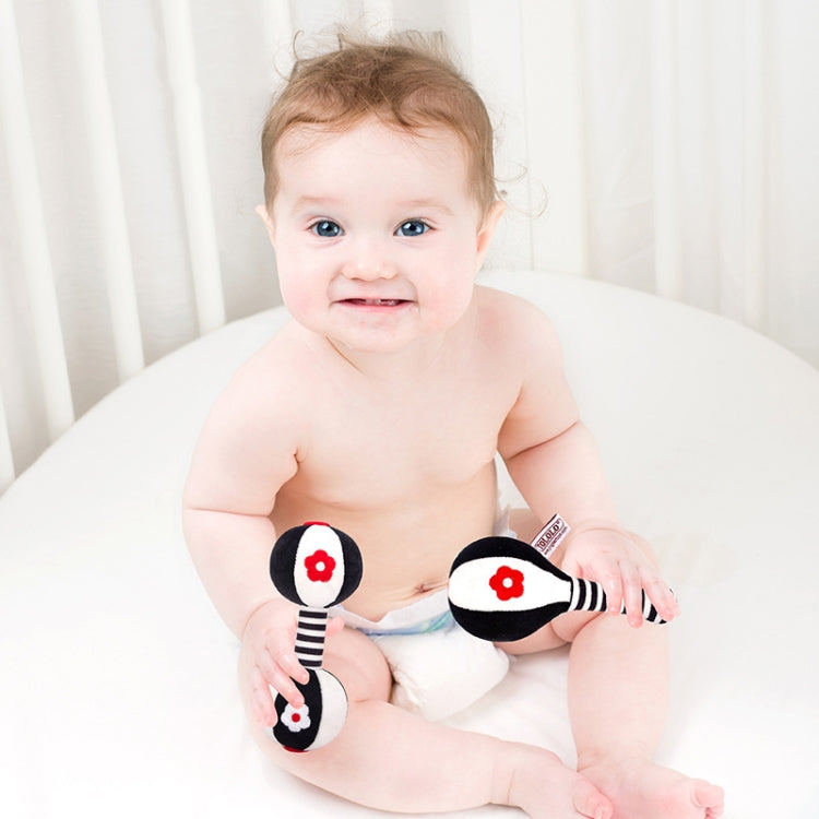 TOLOLO 1 Pair Baby Vision Training Early Educational Toy Newborn Chasing Black And White Sand Hammer Dumbbell Baby Rattle( T168263-2)