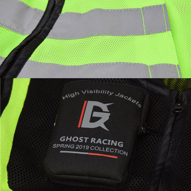 GHOST RACING GR-Y06 Motorcycle Riding Vest Safety Reflective Vest, Size: M(Fluorescent Green)