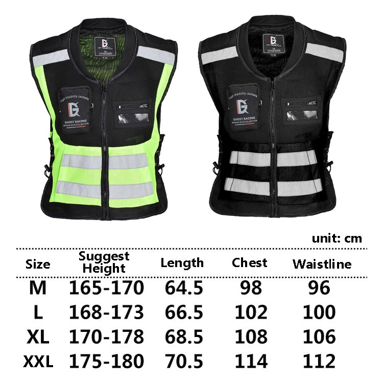 GHOST RACING GR-Y06 Motorcycle Riding Vest Safety Reflective Vest, Size: M(Fluorescent Green) - free shipping - PMC TechLife - Order now!