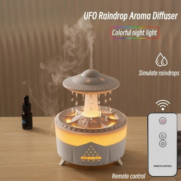 UFO Water Drop Aromatherapy Humidifier Desktop Remote Control Diffuser, Plug: AU Plug(Black)