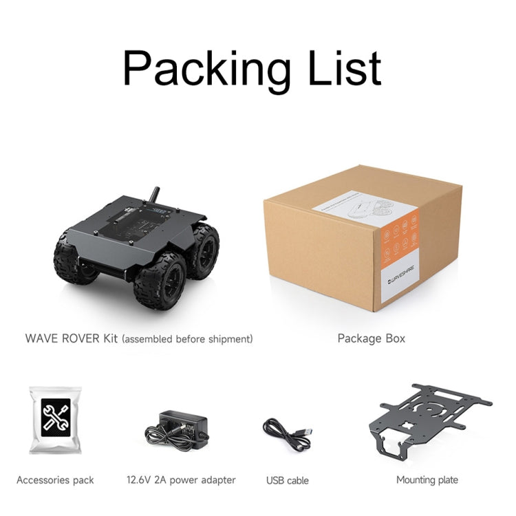 Waveshare WAVE ROVER Flexible Expandable 4WD Mobile Robot Chassis, Onboard ESP32 Module(US Plug) - free shipping - PMC TechLife - Order now!