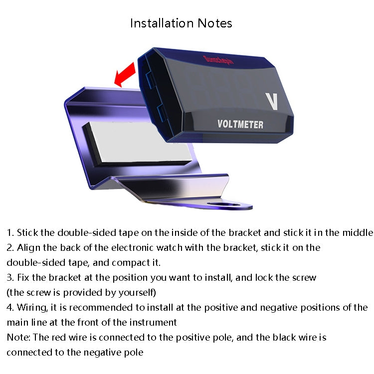 SUMOCHEPIN SMCP101 8-150V Motorcycle Modified Voltmeter LED Digital Display Electric Pressure Meter, Colour: Colorful Bracket+Red Voltmeter - Electrical Instruments by PMc TechLife | Online Shopping South Africa | PMc TechLife | Buy Now Pay Later Mobicred