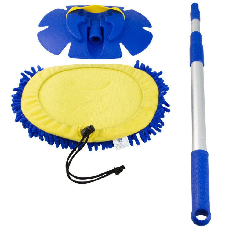 Chenille Water Brush Telescopic Rotary Roller Brush Cleaning Mop(Royal Blue)
