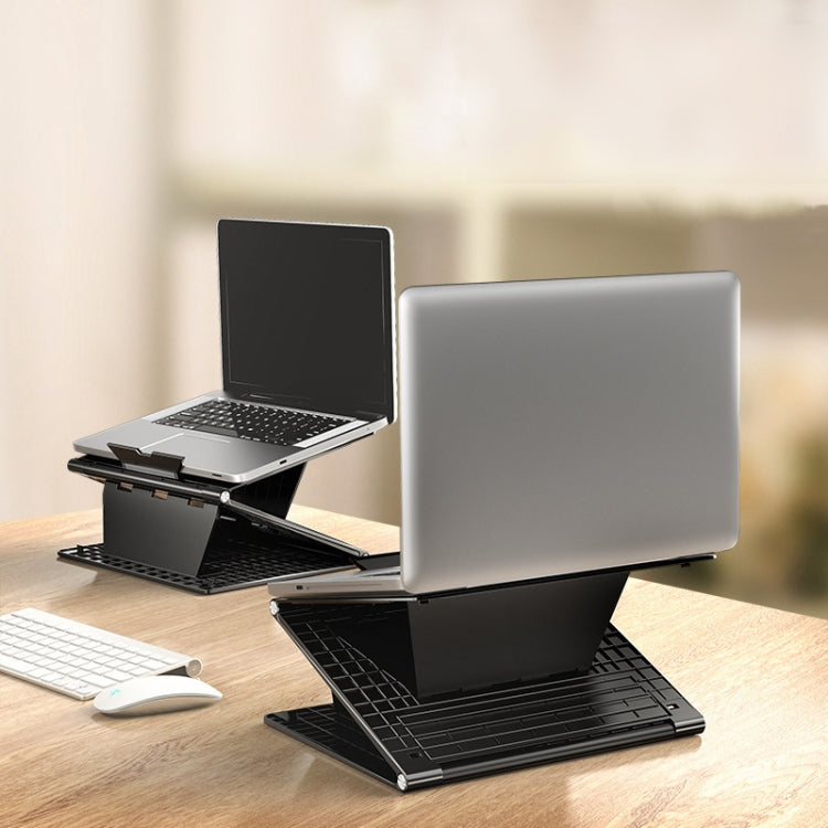 N5 Laptop Stand Portable Double-Layer Multi-Gear Adjustment Heightening Folding Plastic Heat Dissipation Bracket(Elegant Black)