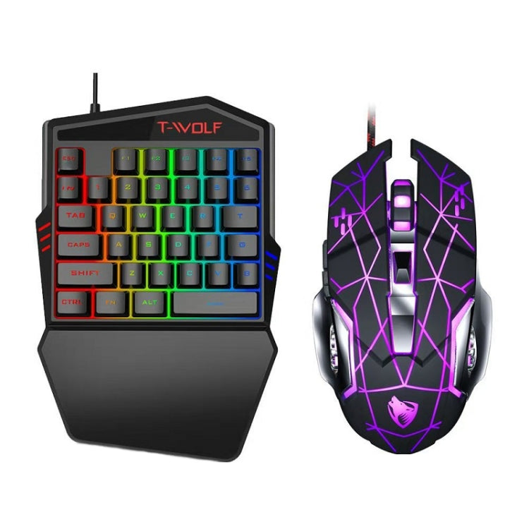 T-WOLF Mobile Gaming One-Handed Keyboard,Specification: TF-900 Set
