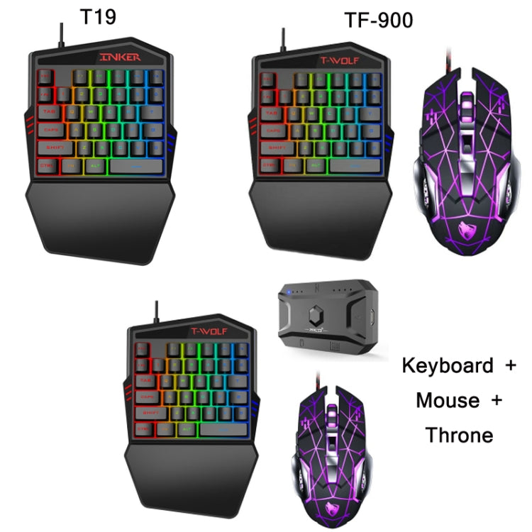 T-WOLF Mobile Gaming One-Handed Keyboard,Specification: TF-900 Set