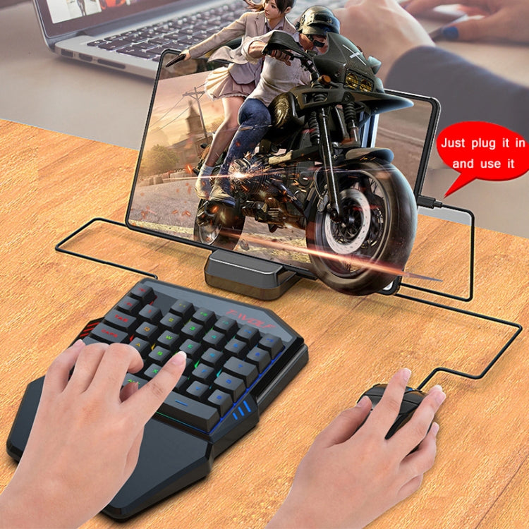 T-WOLF Mobile Gaming One-Handed Keyboard,Specification: TF-900 Set