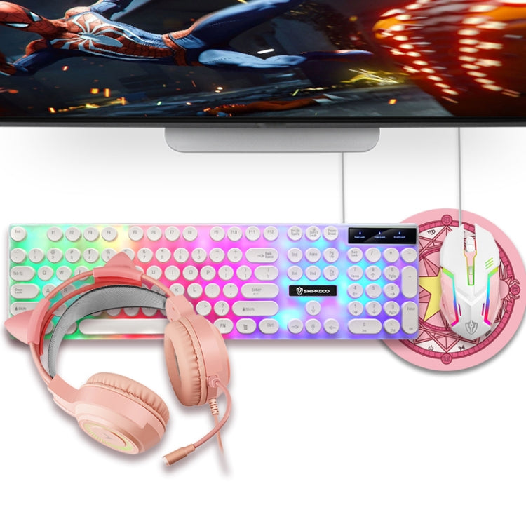 Shipadoo LD-122 4 in 1 Girly Glowing Keyboard + Mouse + Earphone + Mouse Pad Set(Pink Punk) - free shipping - PMC Jewellery - Order now!