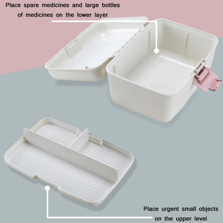 Household Sealed And Divided Double-Layer Portable Medicine Box(Pink)