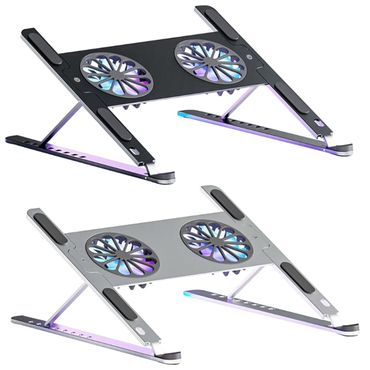 BONERUY P11F Notebook Cooling Bracket Fan Aluminum Alloy Radiator, Colour: Gray with Type-C Cable