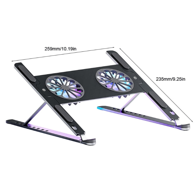 BONERUY P11F Notebook Cooling Bracket Fan Aluminum Alloy Radiator, Colour: Gray with Type-C Cable