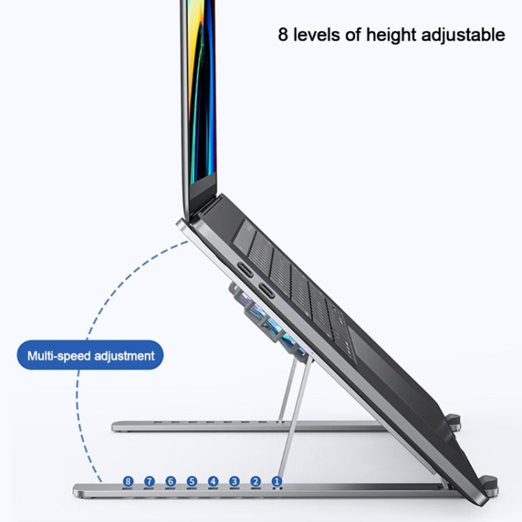 BONERUY P11F Notebook Cooling Bracket Fan Aluminum Alloy Radiator, Colour: Gray with Type-C Cable