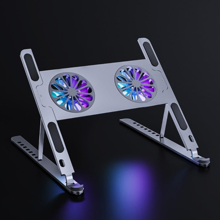BONERUY P11F Notebook Cooling Bracket Fan Aluminum Alloy Radiator, Colour: Gray with Type-C Cable