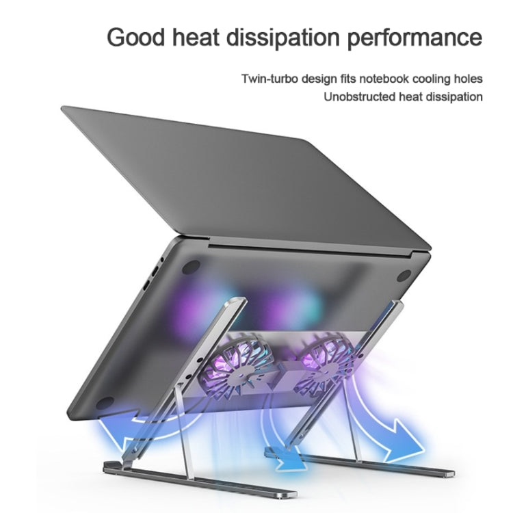 BONERUY P11F Notebook Cooling Bracket Fan Aluminum Alloy Radiator, Colour: Silver with Type-C Cable