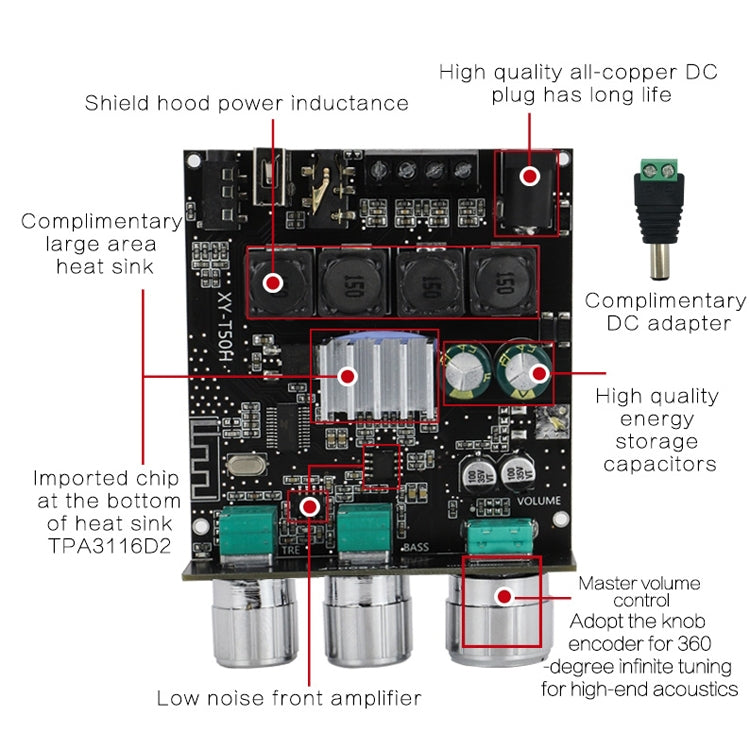 XINYI Sini T50H Bluetooth 5.0 With Pre-Stage High-Level Adjustment Stereo Digital Power Plate Module - by PMC Jewellery | Online Shopping South Africa | PMC Jewellery