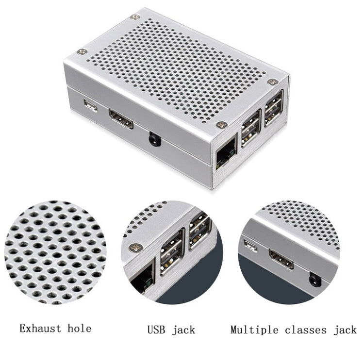 Aluminum Alloy Shell Grid Cooling Box For Raspberry Pi 3 Model B Pi 2/B + Black