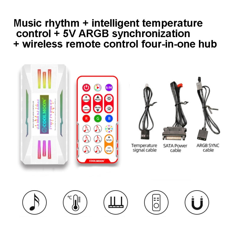 COOLMOON CM-MPAC PWM 5V ARGB Cooling Fan Remote Control For PC Case Chassis, Style: 4 in 1 (White)