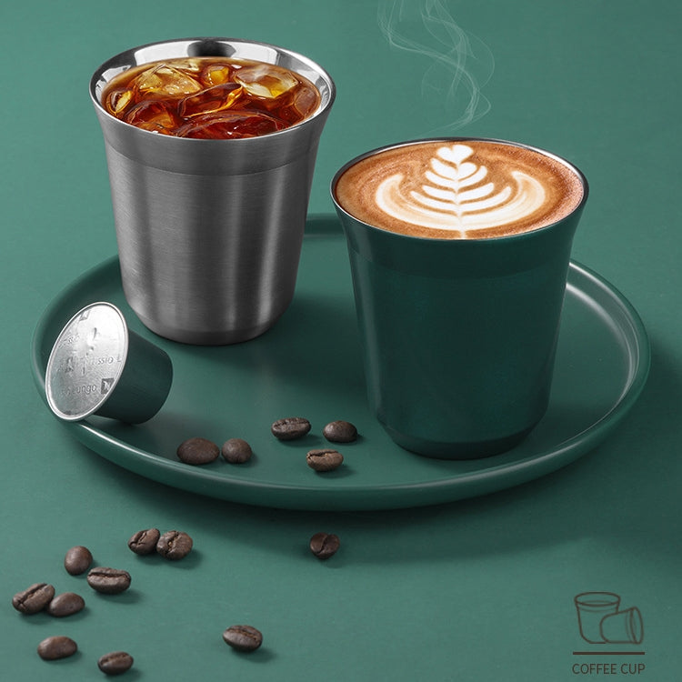 304 Stainless Steel Coffee Capsule Cup Double Insulation Coffee Cup, Style: Small Green