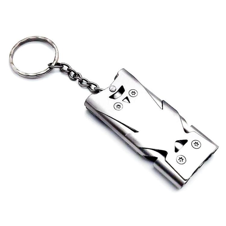 Outdoor High Decibel Stainless Steel Three-Tube Survival Rescue Whistle(Silver)