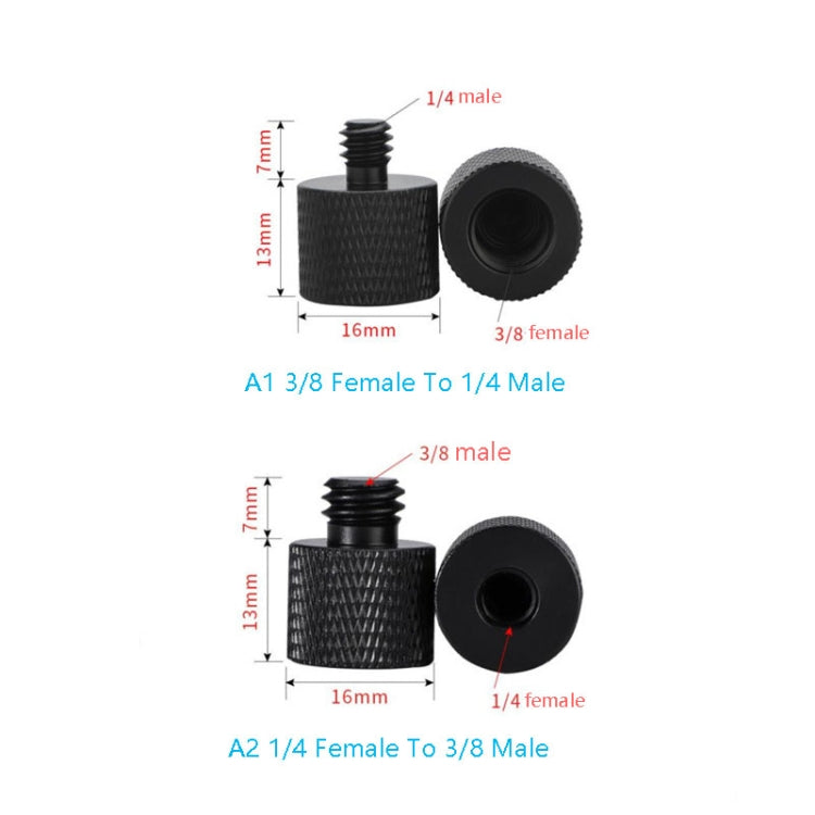 10 PCS Screw Adapter 3/8 Female to 1/4 Male Screw(Black) - free shipping - PMC Jewellery - Order now!