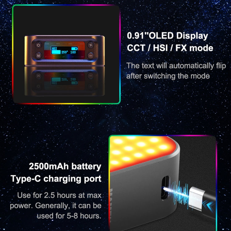 Mamen D01 66 LEDs 2500-9000K Double-Sided RGB LED Fill Lights - by PMC TechLife | Online Shopping South Africa | PMC TechLife | Buy Now Pay Later Mobicred