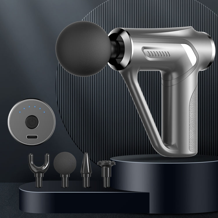 HB-008 Triangular Electric Fascia Gun Body Massage Gun, Specification: Button Style(Silver)
